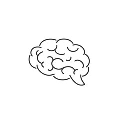 Brain line icon in flat style. Vector illustration