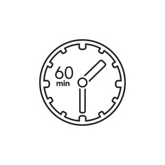 Clock line icon. sign 60 min. Vector on white