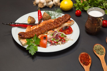 Turkish Adana Urfa Skewers Shish Kebab stock photo