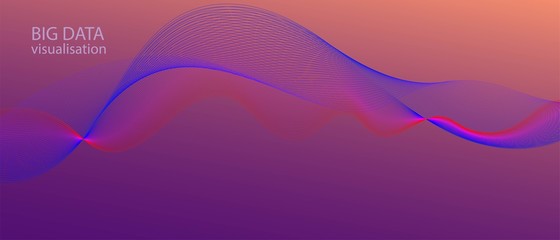 Big Data Stream Code Fractal Slide. Technology Wallpaper. Futuristic Vector Equalizer. 3D 