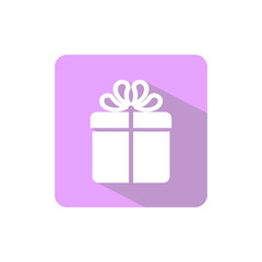 Gift box purple icon in flat style with shadow. Vector illustration