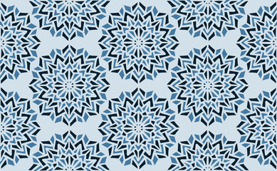 Hand-drawn mandala pattern. Seamless pattern with symmetrical abstract flower. Circular pattern.