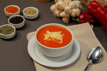 Soups: Tomato Soup Still Life stock photo