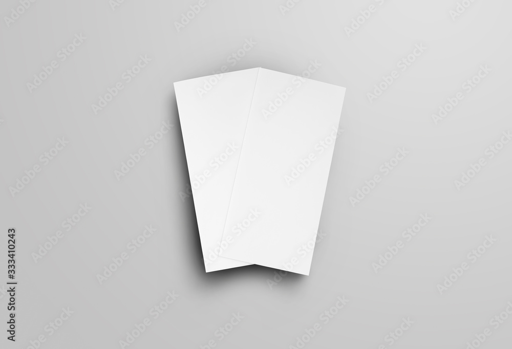 Poster template of paper folded leaflets, with realistic shadows, standard size, isolated on a gray backgro