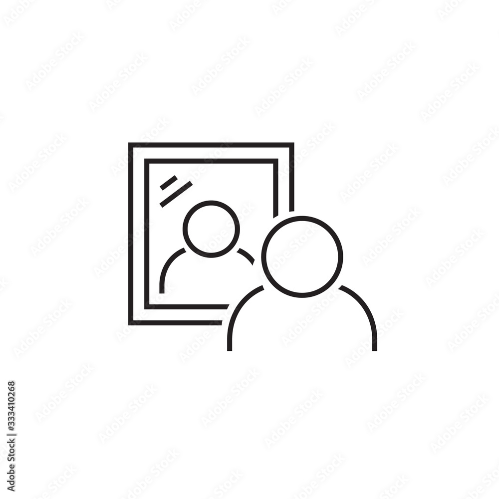 Poster man standing in front of a mirror. vector