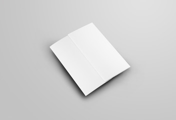 Mockup of closed empty folded trifolds, standard size, for design presentation.