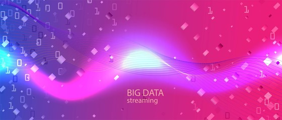 Big Data Sales Vector Background. Purple Blue Pink Background. Digital Futuristic Slide. Geometric Abstract Trendy Design. Matrix 