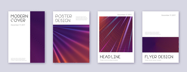 Minimal brochure design template set. Violet abstr