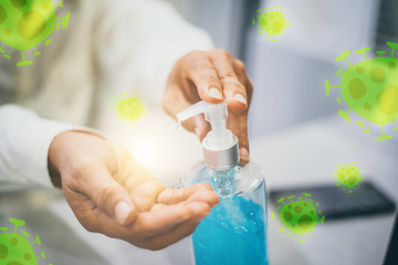 Prevent covid-19 virus , Hand sanitizer gel with Ethanol 70%