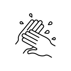 Higiene de manos. Icono plano lineal lavarse las manos en color negro