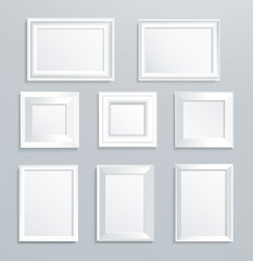 isolated white picture frame on wall vector illustration EPS10