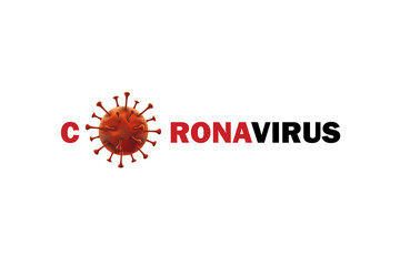 Coronavirus Text Design Concept with Red Style Virus