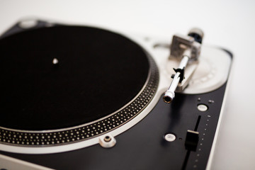 vinyl, record player on a white background