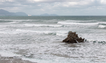 rocky beach in the basque country