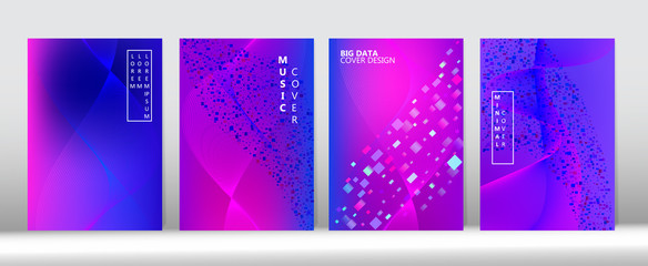Fototapeta na wymiar Big Data Neon Tech Magazine. Colorful Geometric Music Wallpaper Computing Gradient 