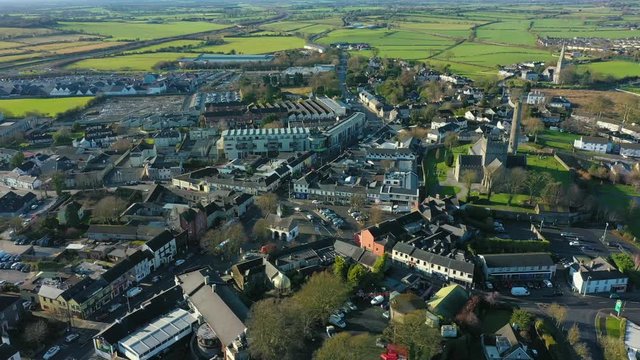 Aerial footage of Kildare, it is one of the oldest towns in Ireland dating back to the 5th Century.  It is located on the edge of the Curragh plains.