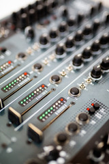 dj mixer on white background, musical equipment