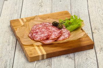 Spanish Salchichon sausage with salad