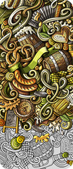 Beer Fest hand drawn doodle banner. Cartoon detailed flyer.