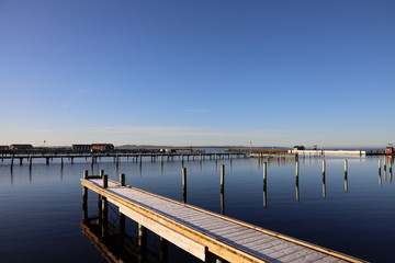 Obraz premium Winter morning with frost at Nibe marina