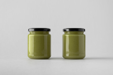 Pumpkin / Hemp Seed Butter Jar Mock-Up - Two Jars