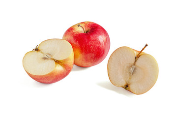 juicy sweet organic apples grown in a personal garden isolated on white close up