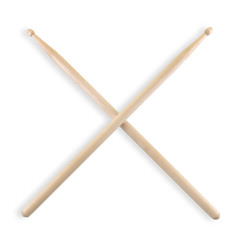 set of crossed drum sticks isolated on white