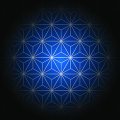 Sashiko star pattern white lines blue dark background vector illustration