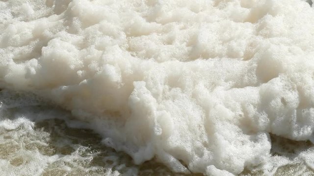 Foaming water in a river, Germany, Europe