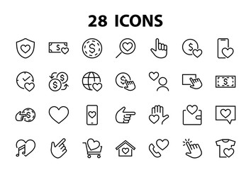  The set of icons about love contains such icons as love of music, declaration of love, heart, favorite home, Linear set. Vector on a white background. Editable stroke. 480x480