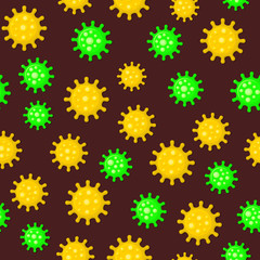 Coronavirus Seamless Pattern on Dark Background. Vector