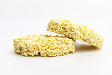 Fried noodles on a white background
