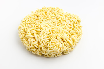 Fried noodles on a white background