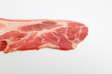 Pork neck raw meat on white background