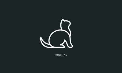 A line art icon logo of a cat