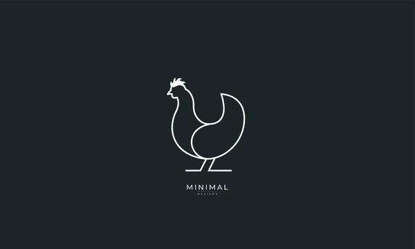 A line art icon logo of a CHICKEN, HEN, ROOSTER