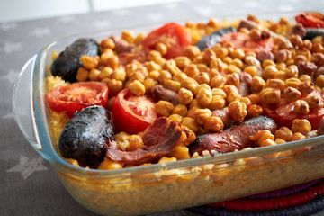 homemade baked rice tray