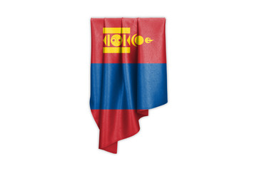 Mongolia Flag with a beautiful glossy silk texture with selection path - 3D Illustration