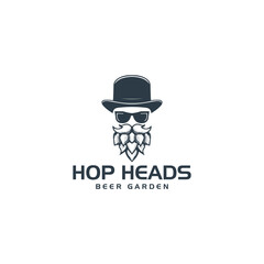 Man Beard Hop beer Vector logo design