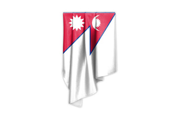 Nepal Flag with a beautiful glossy silk texture with selection path - 3D Illustration