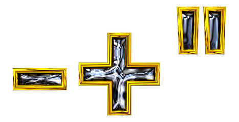 3D rendering, plus, minus, quotation mark.