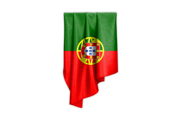 Fototapeta premium Portugal Flag with a beautiful glossy silk texture with selection path - 3D Illustration