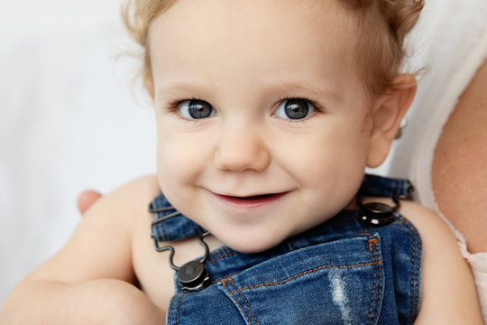 Close up portrait of cute smiling baby