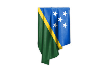 Solomon Islands Flag with a beautiful glossy silk texture with selection path - 3D Illustration