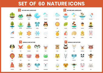 Nature icons set for business