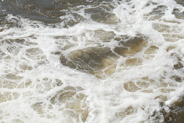 Foaming water in a river, Germany, Europe