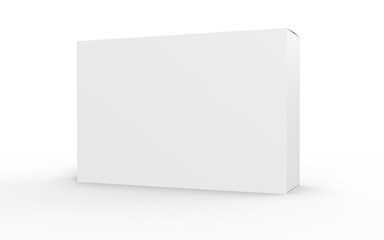 White Blank Product Package Box. Realistic 3D Mock up design. Container, Packaging Template on white background.
