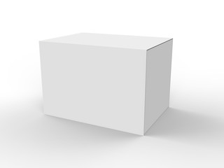 White Blank Product Package Box. Realistic 3D Mock up design. Container, Packaging Template on white background.