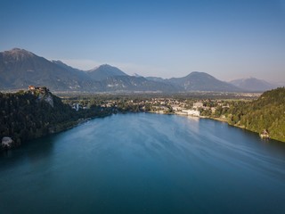 Fototapeta premium Bled Lake Castle Slovenia Ljubljana Julian Alps Blejski Grad Europe Island