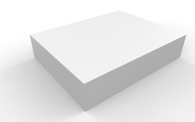 White Blank Product Package Box. Realistic 3D Mock up design. Container, Packaging Template on white background.